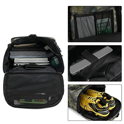 Kalesi Gym Duffle Bag Backpack 4-Way Waterproof with Shoes Compartment for travel Sport Hiking laptop - color: Camouflage