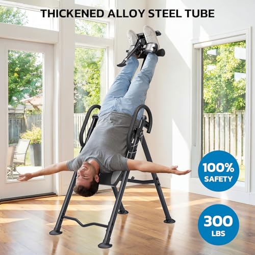 YOLEO Gravity Inversion Table for Back Pain Relief 2026 New Inversion Table | w/Lumbar Support, Easy to Assemble, Back Stretcher Machine 300 lbs - color: Grayish Blue