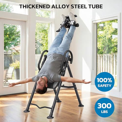 YOLEO Gravity Inversion Table for Back Pain Relief 2026 New Inversion Table | w/Lumbar Support, Easy to Assemble, Back Stretcher Machine 300 lbs - color: Grayish Blue