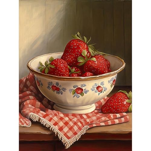 pchmcu DIY Strawberry Paint by Numbers Kits for Adults,Vintage Paint by Number for Adults Beginner, Paint by Numbers Kits on Canvas Without Frame for Home Wall Decor 16x20inch - color: MT22399