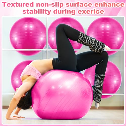 Jexine 6 Pcs Yoga Ball Exercise Ball - color: Pink, size: 25.59 Inch