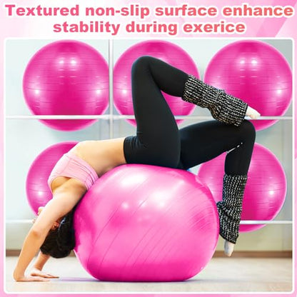 Jexine 6 Pcs Yoga Ball Exercise Ball - color: Pink, size: 25.59 Inch