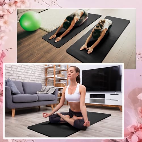 Timgle 6 Pcs 10mm Thick Yoga Mat Bulk 68 x 24 Inches Anti-slip Tear-resistant Exercise Mat Adult Gym Mats for Fitness, Stretching, Workout and Studio, Outdoor Yoga, Pilates - color: Black