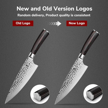 imarku 8 Inch Hammered Japanese Chef Knife,Powder Steel Edge Kitchen Knife | HC Stainless Steel,Anti-Stick Ultra Sharp Blade Cooking Knife,Ergonomic Pakkawood Handle,Professional Knife Gift - color: Silver