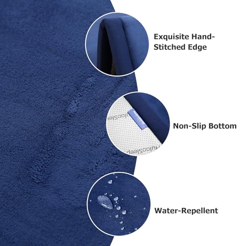 Huloo Sleep Ultra Soft Baby Play Mat for Floor,1.3" Thick Elasti-Foam 47x47 Play Mat for Playpen,Water-Repellent Coral Velvet for Tummy Time, Non-Slip Backing Safe for Toddlers & Infants（Dark Blue） - color: Dark Blue, size: 47"×47"×1.3"