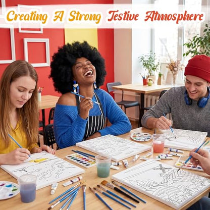 Sherr 285 Pcs 30 Sets Sip and Paint Kit for Adults,Scenery | Pre Drawn Canvas to Paint for Adults, Acrylic Paints, Brushes, Easels, Date Night, Birthday Party Gifts - style: Scenery