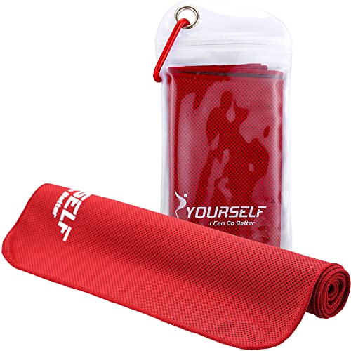 SYOURSELF Cooling Towel, Cooling Towels for Neck,40" x 12"Ice Towel for Instant Cooling Relief, Soft Breathable Chilly Towel, Perfect Yoga, Golf, Sports, Gym, Workout, Athletes Towel (1PC-Red) - color: Red