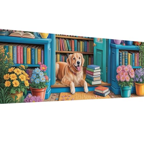SKRYUIE 5D Large Diamond Painting Kits Dog - DIY Diamond Art Kits for Adults Book, Full Round Drill - Crystal Embroidery Cross Stitch - Craft for Wall & Office Decor - 12x30 inch / 30x80 cm B11 - color: colorful-15