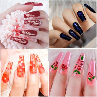 Biutee Nail Stamping Plates Set 15PCS Nail Stamping Kit with Nail Art Stamper & Scraper Nail Stamp Template Kit Lace Flower Butterfly Animal Pattern Nail Art Stencils for Manicure Salon Home DIY - color: 15 Piece Set