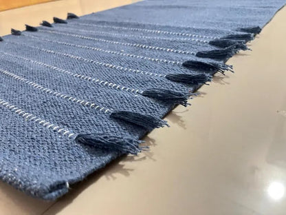 Payal Rugs Cotton Yoga Mat - Eco-Friendly Hand-Woven Rug - Non Slip & Thick (24”x72”x5mm) for Yoga Everyday Fitness at Home - Comfortable Extra-Long - color: Sky Blue