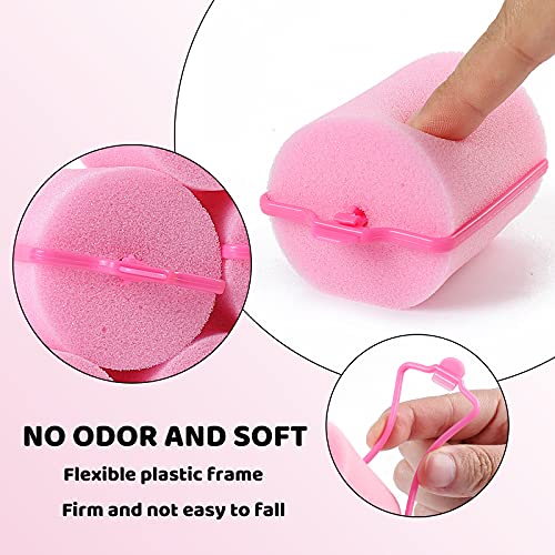 Jumbo Foam Sponge Hair Roller Soft Sleeping rollers Curvy Wavy Hairstyle Curling Hair Styling Tools 24 Pieces Use For Long Hair Short Hair Ladies And Children 2"X2.75" (Pink) - color: Pink24