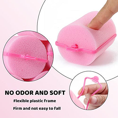 Jumbo Foam Sponge Hair Roller Soft Sleeping rollers Curvy Wavy Hairstyle Curling Hair Styling Tools 24 Pieces Use For Long Hair Short Hair Ladies And Children 2"X2.75" (Pink) - color: Pink24