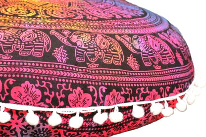 ICC Large Round seat Floor Cushion Chair Ottoman Cover Pouf Pillow Meditation Floor Cushions Cases Seating Ottoman Throw Covers Craft Room Furniture for Sitting Cover Multi 4 Fool 32" Round - size: 32" x 32" (Pack of 1), style: Multi 4 fool