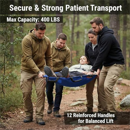 Portable Vet Dog Stretcher Gurney with 12 Rubber Handles, 400 lbs - color: Blue, size: One-Pack