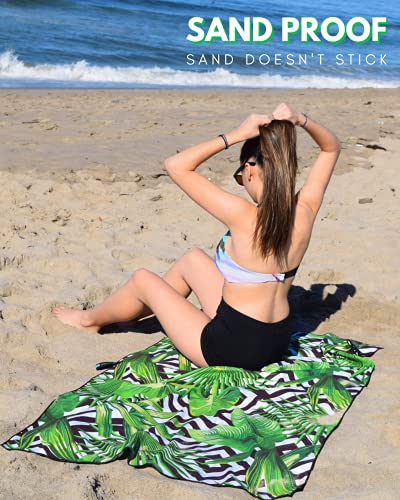 ECCOSOPHY Microfiber Beach Towel - Quick Dry, Sand Free and Oversized 71x35 | Super absorbent, lightweight, swimming, gym, extra large, pool, cruise, camping, yoga, travel, compact, carry bag, vacation - color: Madagascar