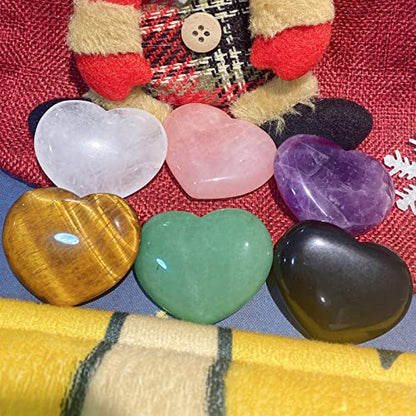 QINJIEJIE 1.8" Large Heart Crystal Stone Black Obsidian Healing Crystals - color: Z - 1.8" Large - Black Obsidian