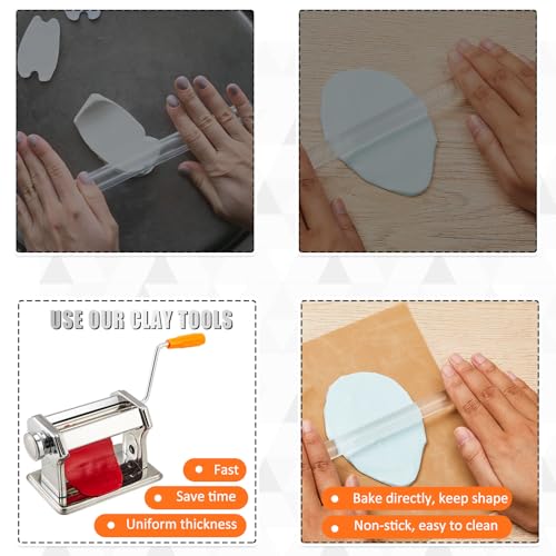 Amylove 51 Pcs Polymer Clay Pasta Machine Set with 36 Cutters USB Drill | Includes 10 Work Mats, 3 Sculpting Tools, Handheld Drill, Metal Cutters for Polymer Clay Earring and Jewelry Crafts Projects