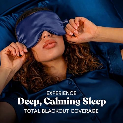 ASUTRA Silk Eye Pillow for Sleep, Navy - Filled w/Lavender Buds (One Size) - color: Navy