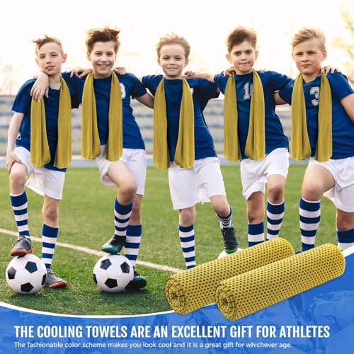 Hosuly 15 Pcs Cooling Towels 40" x 12", Yellow - color: Yellow