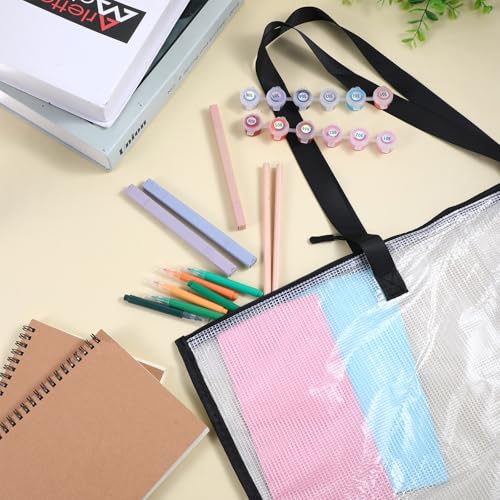 Art Portfolio Bag, 19 x 25 Inch Portfolio Folder for Artwork Large Art Portfolio Case Clear Mesh Storage Bags with Handle and Zipper for Posters, Bulletin Boards, Scrapbooks, Keepsake, Art Supplies - size: 19×25 Inch