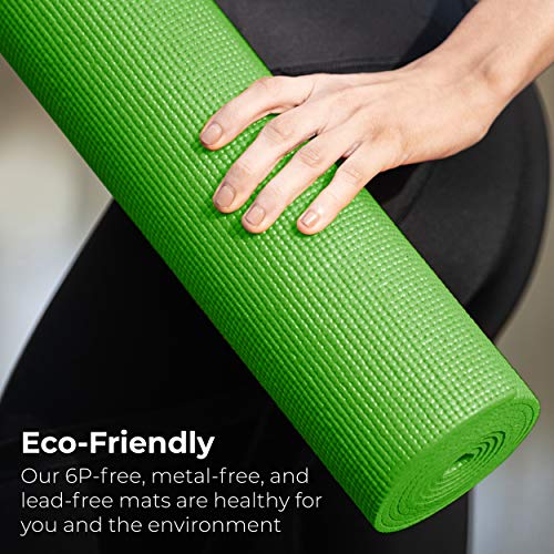 Bulk Yoga Mats, 10 Pack, 4mm Thick, 68x24in | Bulk Non Slip Exercise Mats for Workout, Stretching, Fitness - Wholesale Non Toxic Gym Mats for Home, Schools and Studios - color: Green