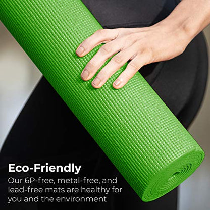 Bulk Yoga Mats, 10 Pack, 4mm Thick, 68x24in | Bulk Non Slip Exercise Mats for Workout, Stretching, Fitness - Wholesale Non Toxic Gym Mats for Home, Schools and Studios - color: Green