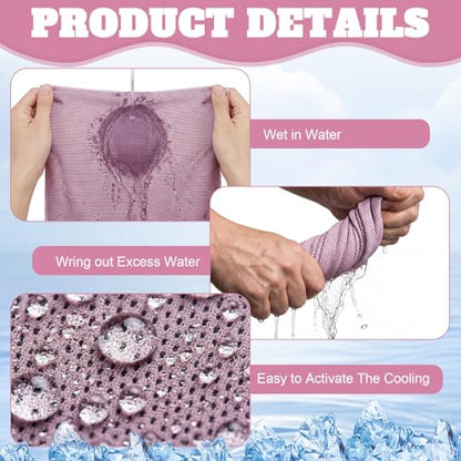 Honoson 30 Pack Cooling Towels for Neck and Face, 27 x 16 in, Pink - color: Pink