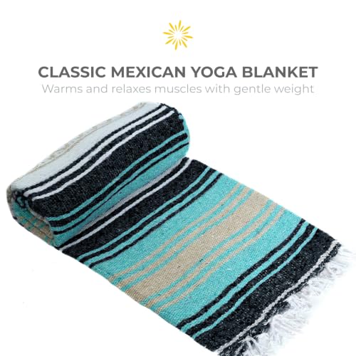 6 Piece Restorative Yoga Kit | Includes 1 Yoga Bolster (24"x12"x6"), 2 Blocks (4"x6"x 9"), 1 6ft D-Ring Strap, 1 Mexican Blanket, 1 Unscented Eye Pillow - color: Sage- Option 2