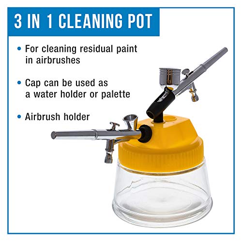 Master Airbrush 13 Piece Airbrush Cleaning Kit - Glass Cleaning Pot Jar with Holder, 5 pc Cleaning Needles, 5 pc Cleaning Brushes, 1 Wash Needle, & How to Link Card - size: 1 Count (Pack of 1)