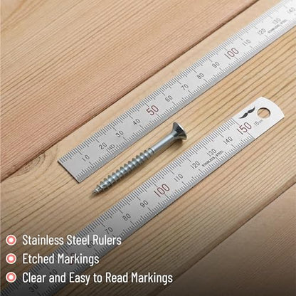 Mr. Pen- Machinist Ruler, 2 Pack, 150mm, Stainless Steel Imperial | Precision Measuring Tool, 0.5mm Graduation for Engineering, Carpentry, Drafting, Office, School - style: 150 mm, 2 Pack