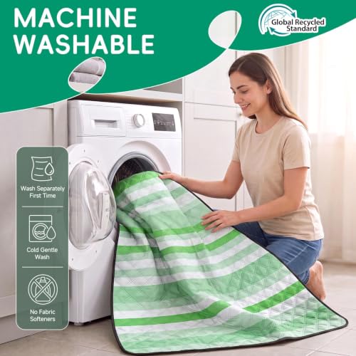 RYCHIC Waterproof Picnic Blanket Beach Mat Outdoor Outside Carpet Thick Rug Towel Kids Activity Playmat Oversized Cute Match Table Bag Set Ground Cover Park Lawn Summer Vacation Essential - color: Multi Green