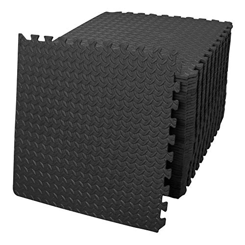 innhom 12/24/48 Tiles Gym Flooring Gym Mats Exercise Mat for Floor Workout Mat Foam Floor Tiles for Home Gym Equipment Garage - color: 48 Black