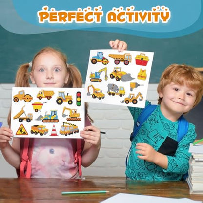 Labeol Diamond Art Kits for Kids Boys and Girls Ages 6-8-10-12 Easy to DIY Creative Diamond Art Sticker Craft by Numbers Kits for Kids and Adult Beginners (Engineering Vehicles) - style: Engineering Vehicles