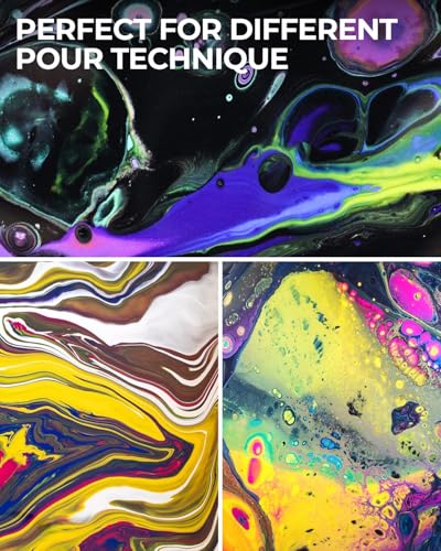 Nicpro 8 Colors Large Bulk Acrylic Pour Paint Set (33.8 oz, 1000 ml) Premixed High Flow Art Pouring Paint Supplies Kit with Silicone Pour Oil, Gloves for Beginner Cell Creation Flow DIY, Ready to Pour | High Flow Art Pouring Paint Supplies Kit with Silico