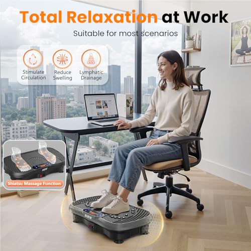 AXV Vibration Plate Fitness Platform Exercise Machine Body Vibrating Board | Curved Design Powerful 200W Bluetooth Oscillating Shake Plate for Lymphatic Drainage Recovery Whole Body Toning With Handles - color: SLIM.GRAY