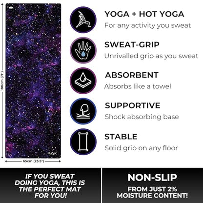 Plyopic All In One Yoga Mat | Luxury Sweat-Grip Mat/Towel Combo | Ideal for Yoga, Hot Yoga, Bikram, Pilates, Workout & Exercise | Eco-Friendly Natural Rubber - color: Nebulous