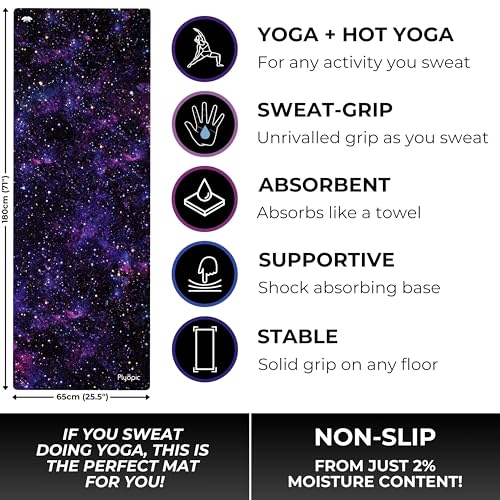 Plyopic All In One Yoga Mat | Luxury Sweat-Grip Mat/Towel Combo | Ideal for Yoga, Hot Yoga, Bikram, Pilates, Workout & Exercise | Eco-Friendly Natural Rubber - color: Nebulous