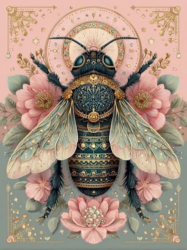 WUSARPLY Bee Diamond Painting Kits for Beginner Adults | Bee Flowers Diamond Art Kits Full Drill Diamond Dots Paint with Diamonds Gem Arts and Crafts for Beginner Home Wall Decor - color: YH022