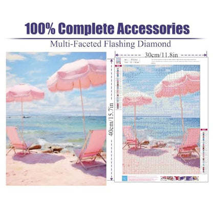 Chicken Diamond Art Kits for Adults,Beach Diamond Painting Kits 12X16 Inch | 5D Diamond Art Paintings for Beginners,Round Full Drill Diamond Dot Tools Kit,Extra Diamonds,Stress Relief Craft,DIY Gift - color: Beach-260204