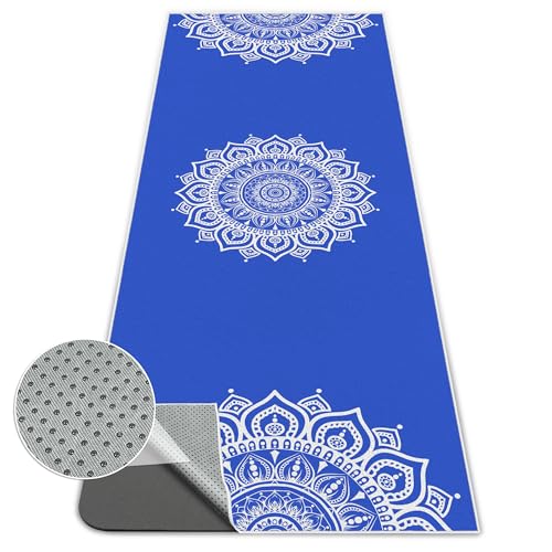 Yoga Towel,Absorbent Yoga Mat Towel for Hot Yoga Non Slip,Stylish Prints,Ideal for Workouts,Hot Yoga,Bikram,Pilates Equipment,72 x 27 in,Blue Mandala - color: Blue Mandala