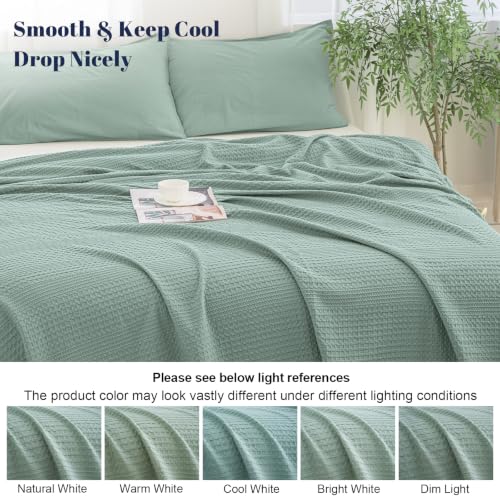PHF Lightweight Waffle Weave Blanket Queen for Bed Aqua Gray 90"x90" - color: Aqua Gray, size: Queen(90"x90")
