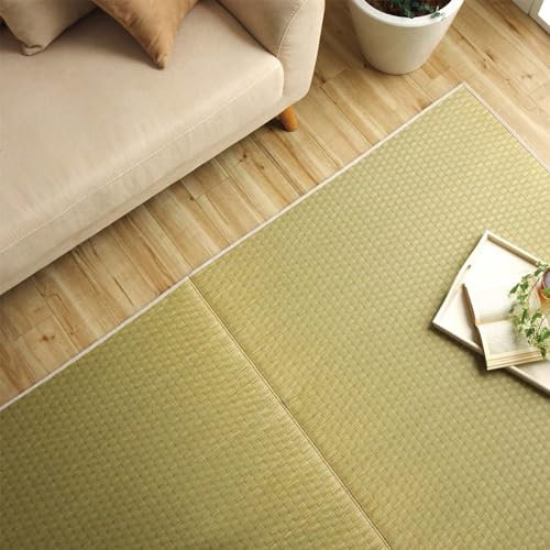 FULI Japanese Tatami Igusa Rug, Large (75.20" x 98.43"), Natural | Traditional Asian Rug Design, Floor Rug for Living Room, Kitchen and Bedroom, Kyushu rush grass, woven surface - size: Large