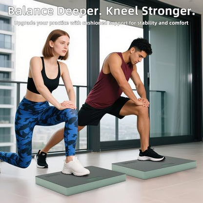 Yoga kneeling mat, 1.5inch Thick,Knee Push-ups, Plank Support & Yoga Elbows/Knees Mat Provides Cushion for Kneeling & Elbows - color: Green with leather front