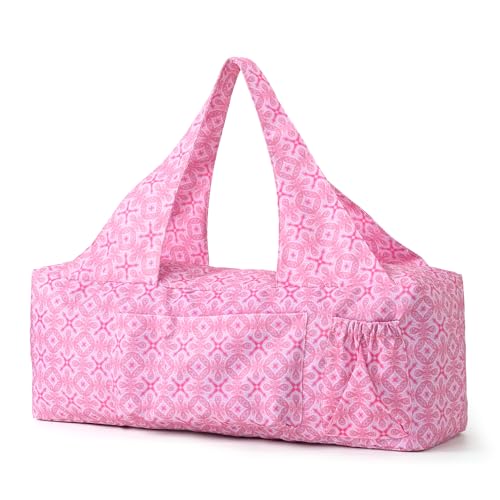BOULDER BEE Yoga Mat Bag with Wet Pocket, Large Yoga Mat Carrier Fits All Your Stuff, Personalized Yoga Gifts, Gym Tote Bag for Women - color: Deep Pink