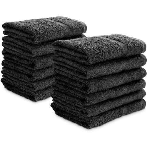 SIMPLI-MAGIC 79178 Cotton Hand Towels, 16"x27", Black, Not Bleach Proof, 12 Count - color: Charcoal, size: 16 in x 27 in