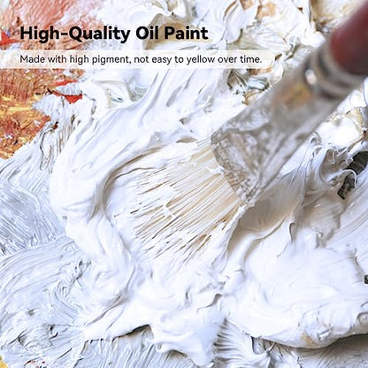 Paul Rubens Titanium White Oil Paint, 3 * 50ml Oil Colors with High Saturation, Large Capacity Tubes, Faster Drying Time with Creamy Texture and Consistency for Artists, Students, Beginners | Oil Colors with High Saturation, Large Capacity Tubes, Creamy T
