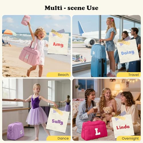 Initial Gym Duffle Bag, Carry On Bags for Women,Gifts for Girl - color: Purple, style: T