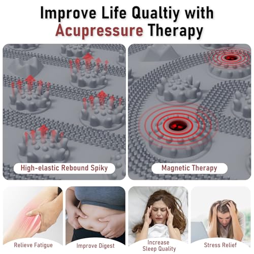 Foot Massage Mat Acupressure Board Large 30*17.7 In, Vynusio Silicone Reflexology Magnetic Therapy Acupuncture Jogging Feet Massage Pad Soft & Stiff Pressure Point for Beginner Yoga Home Office Grey - color: 30x17.7" Grey