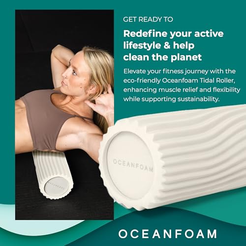 Oceanfoam Tidal Roller - Natural - Muscle Massage Foam Roller for Back Pain & Stretching - Firm and Ergonomic Wide Wave Textured - Yoga, Athletics, & Wellness - Full Size, 20" x 5" - color: Natural