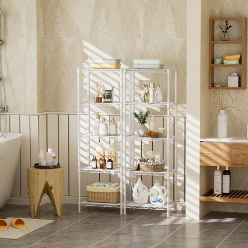 Golpart 5Tier Adjustable Storage Shelves Metal Wire Shelving Standing Shelf - color: White, size: 5-tier-10"Dx16"Wx55"H